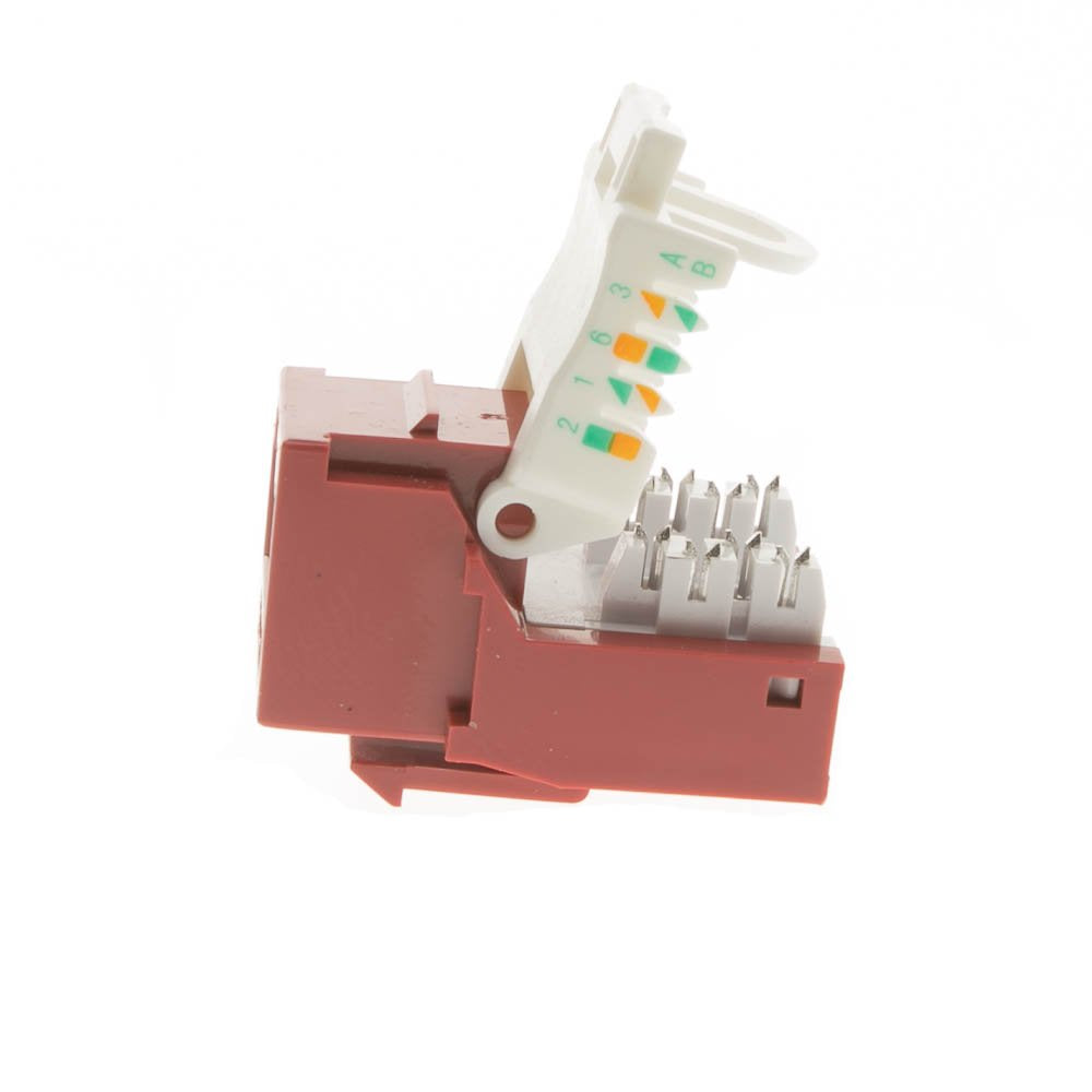 Cablewholesale Cat5E Keystone Jack, Toolless Rj45 Female (Utp) To 110 Punch Down Connector, Red