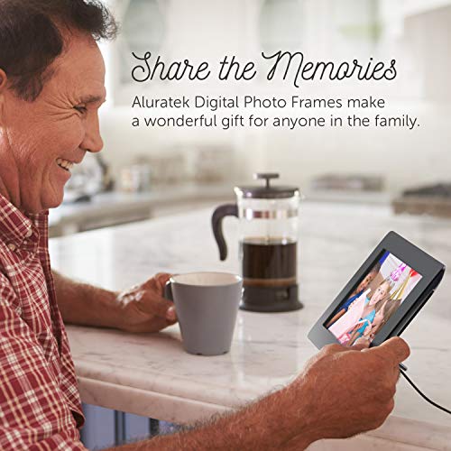 Aluratek 8'' Lcd Digital Picture Frame, 4Gb Built In Memory, Usb/Sd/Sdhc Supported, Stylish Slim Modern Black Frame, Built In Cl