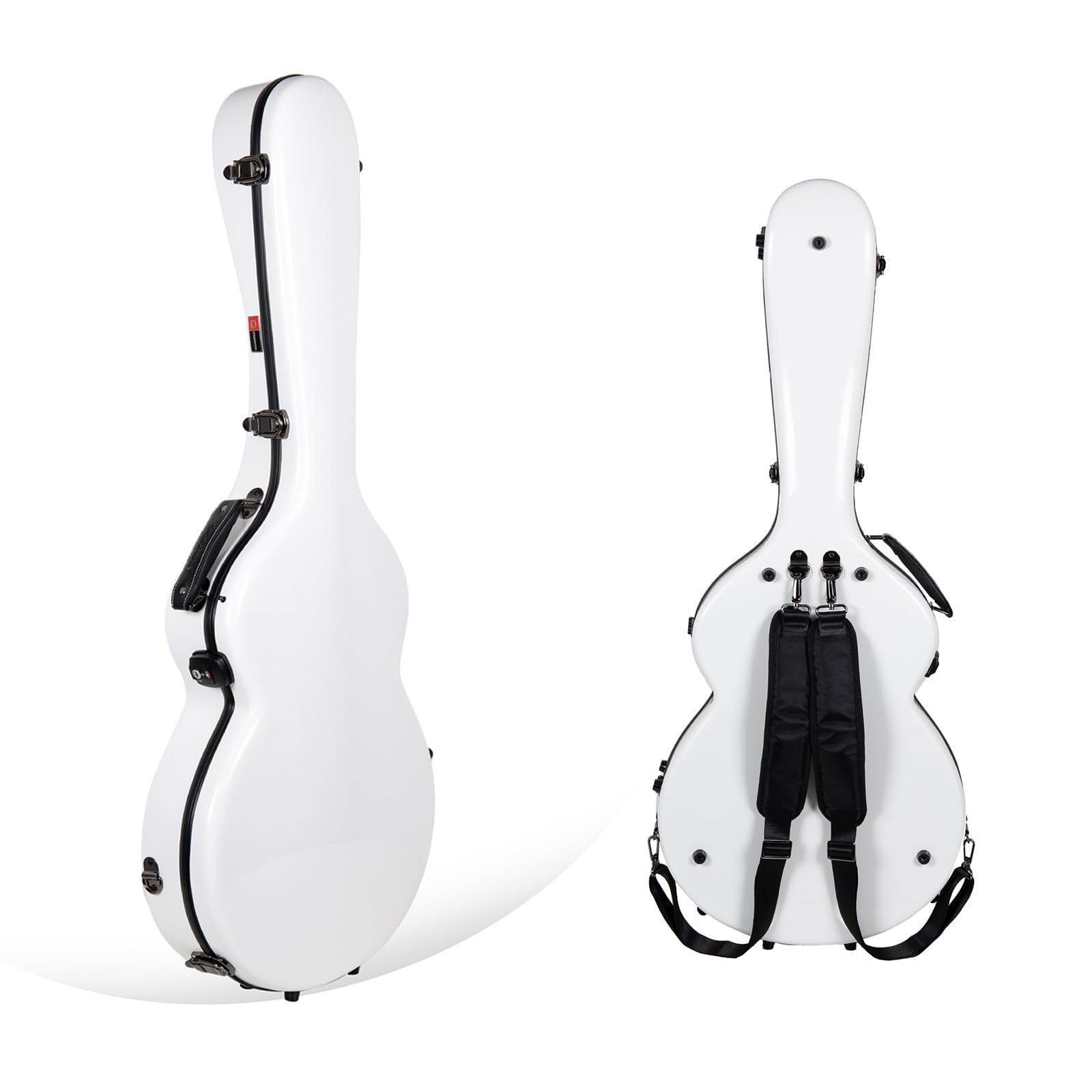 Crossrock Fiberglass Hard Shell with Backpack White 335 style Guitar Case