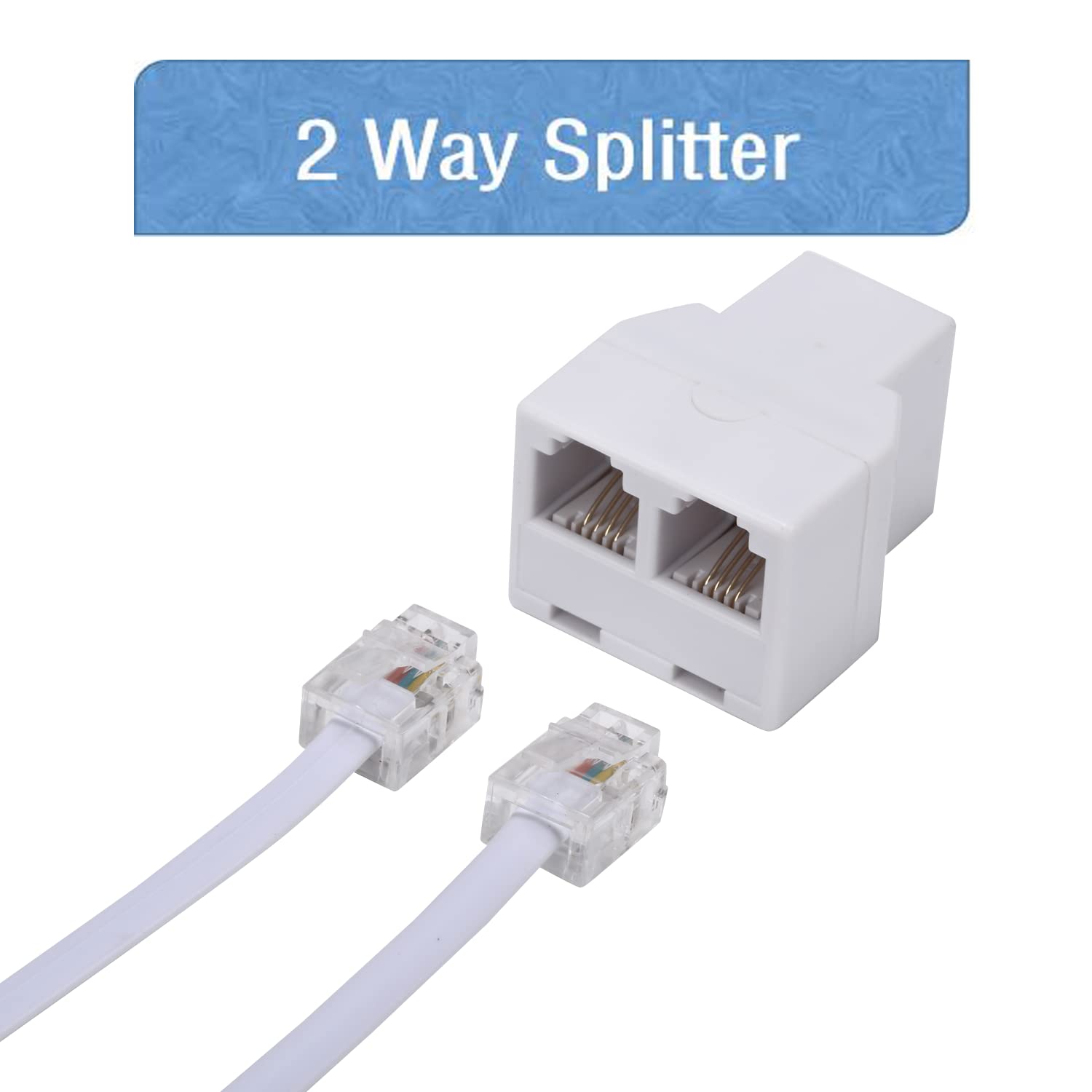 Lansensu Phone Line Splitter,Telephone Splitter,With Rj11 6P4C Plugs,Suitable For Telephone,Fax Machine,White 1 Pack