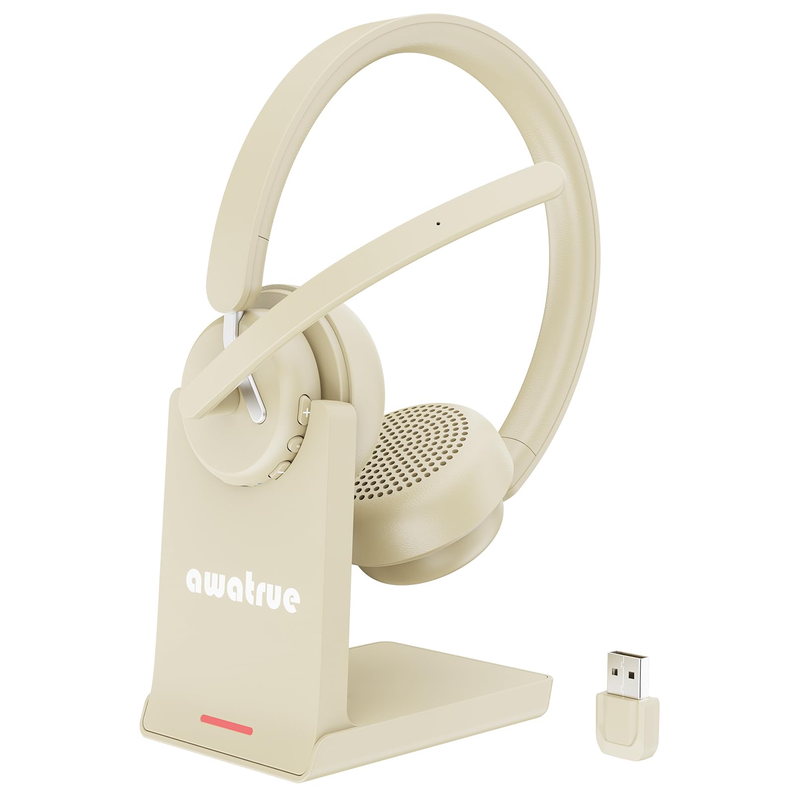 awatrue Wireless Headset with Mic for Work, Bluetooth Headphone with AI Noise Cancelling Mic for Clear Calls, Bluetooth 5.3 & 2.
