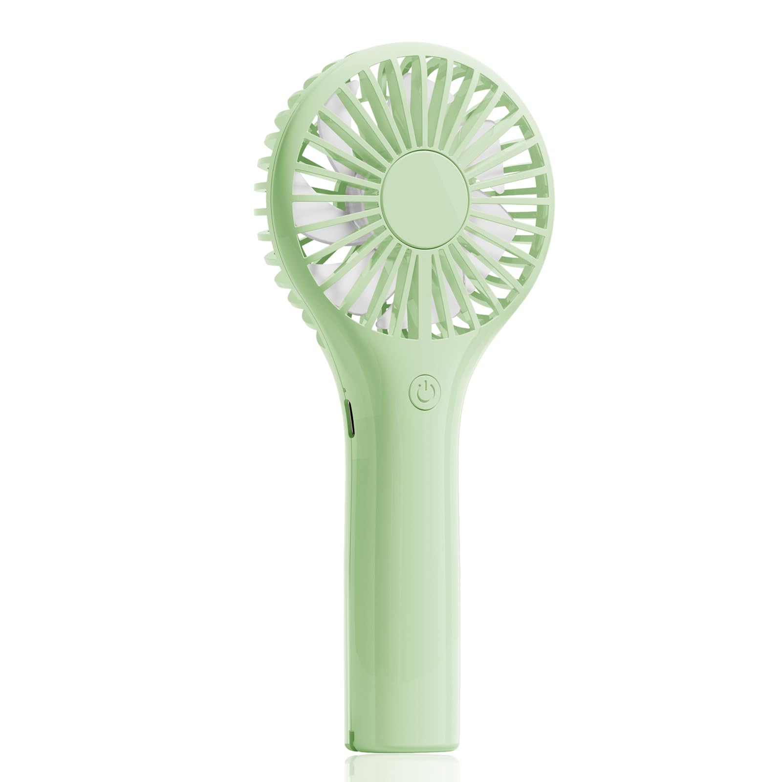 Green Handheld Fan, Portable Fan Mini Fan Powerful Hand Fan With 3 Speeds, Usb Rechargeable Personal Fan, Makeup Lash Fan For St