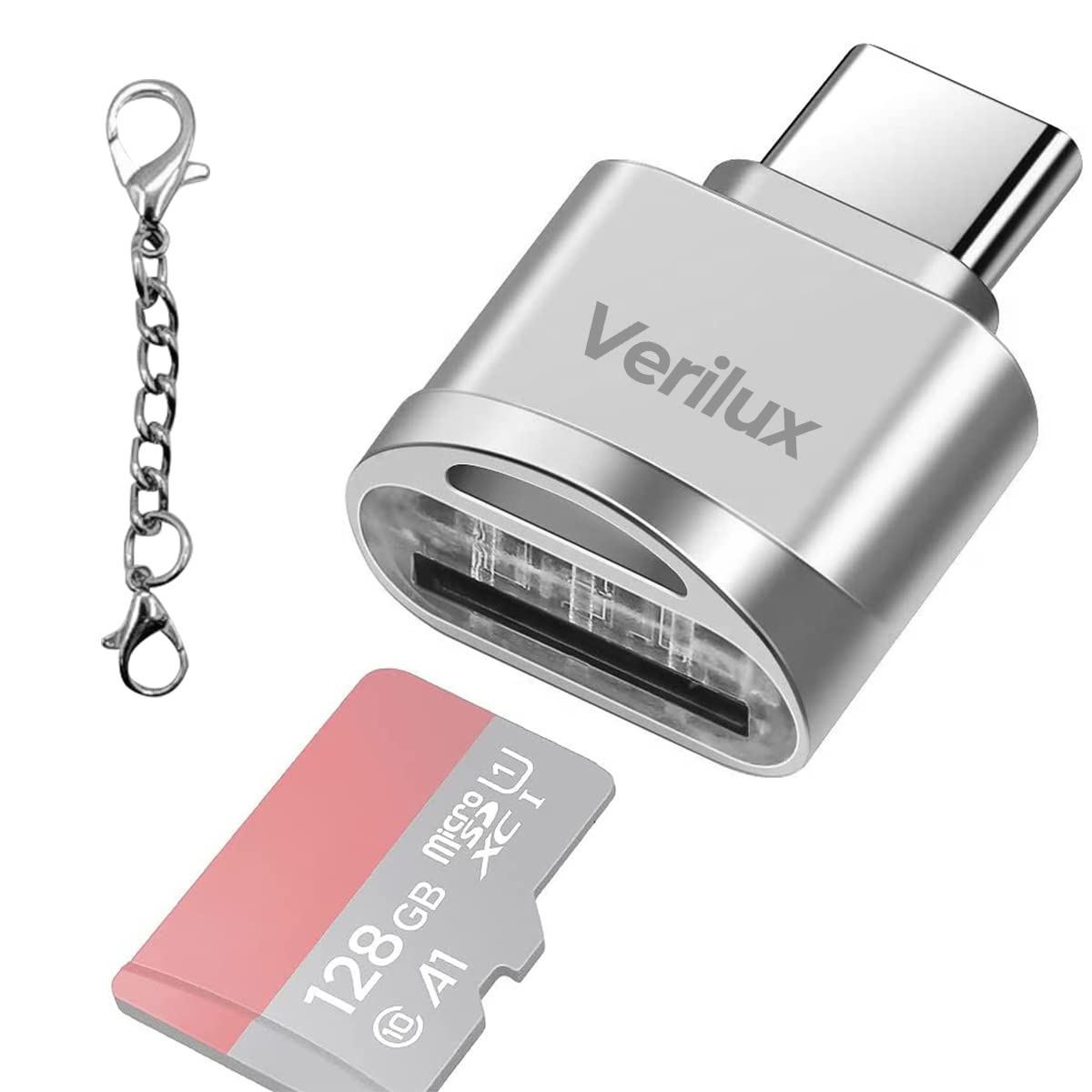Verilux Micro Sd Card Reader Mini Type C Card Reader Tf Card Reader With Keychain Usb C To Micro Sd Sdhc Sdxc Otg Memory Card Re