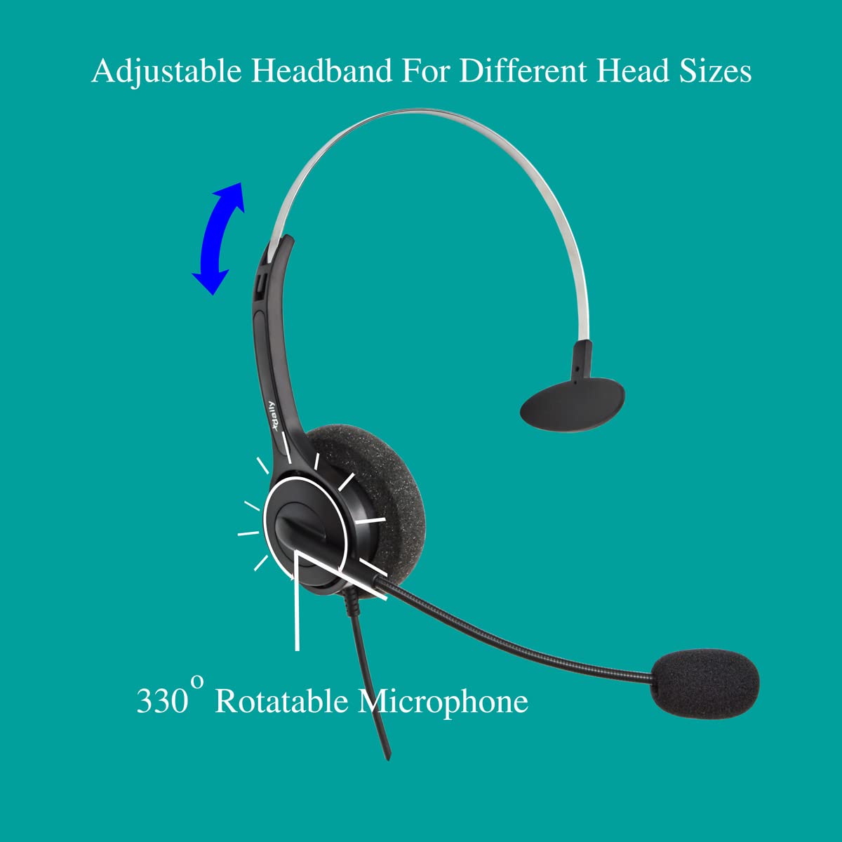 Dailyheadset 2.5 Mm Jack Phone Headset On Ear Headphones Hands Free For Cordless Landline Telephones