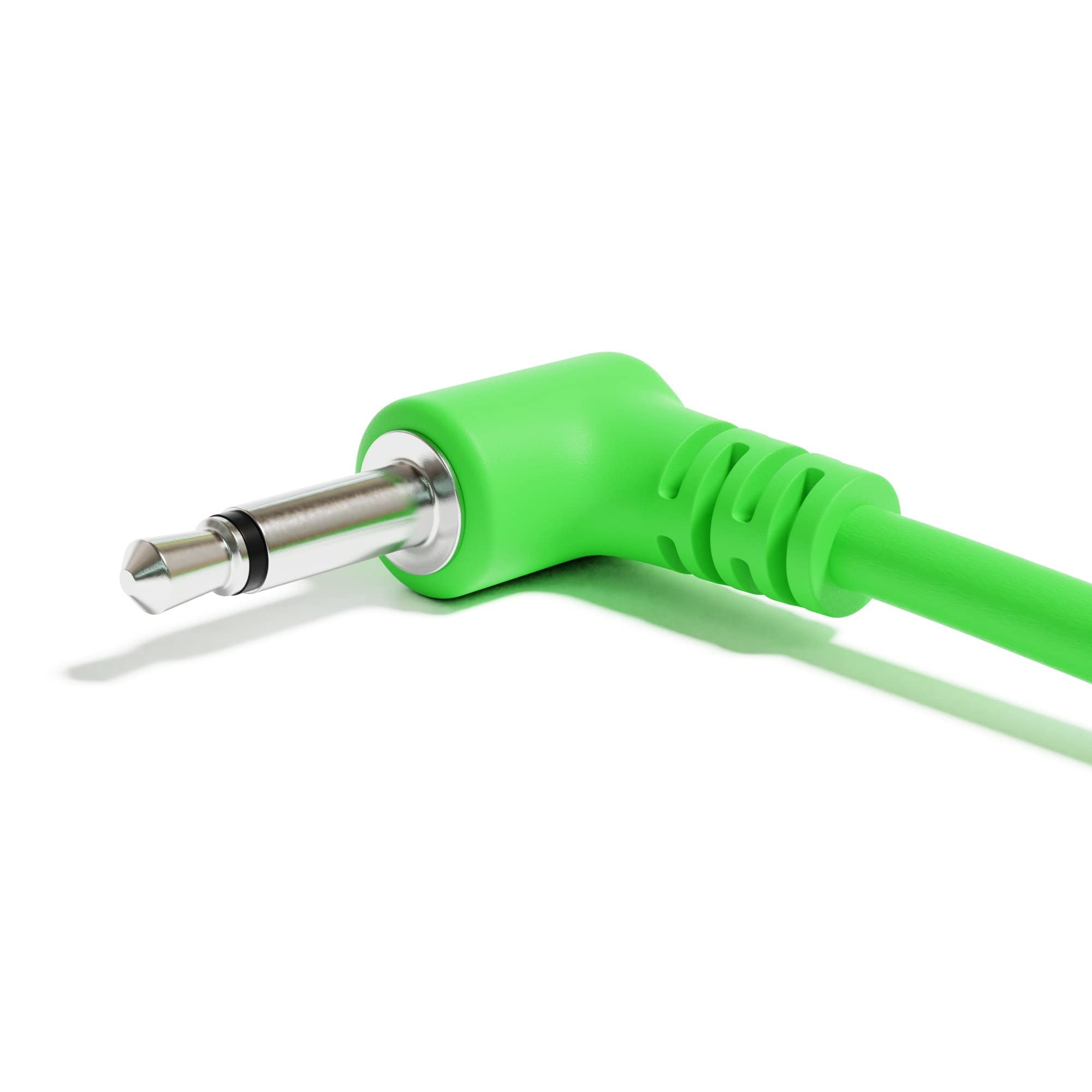 Excelvalley - 5-Pack - Right Angle Mono Modular Patch Cables - 3.5Mm 1/8 Eurorack Synthesizer [Green | 150 Cm - 59.06]