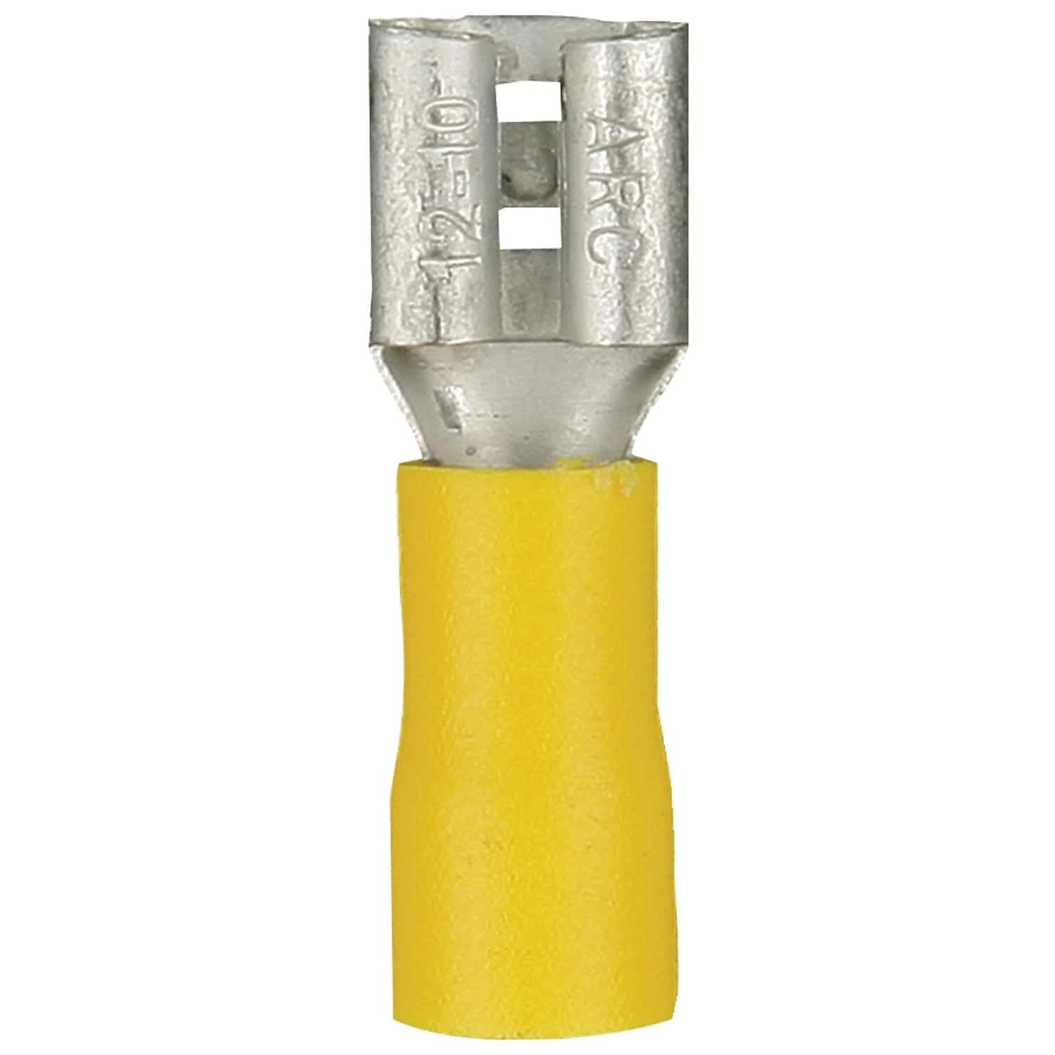 Install Bay YVFD250 Vinyl Female Connector 12/10 Gauge .250, Yellow (100-Pack)