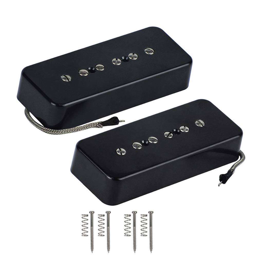 FLEOR Alnico 5 Single Coil Soap Bar P90 Neck & Bridge Pickup Set - Black