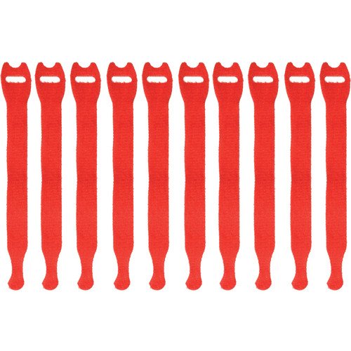Pearstone 0.5 X 8 Touch Fastener Straps (Red, 10-Pack)