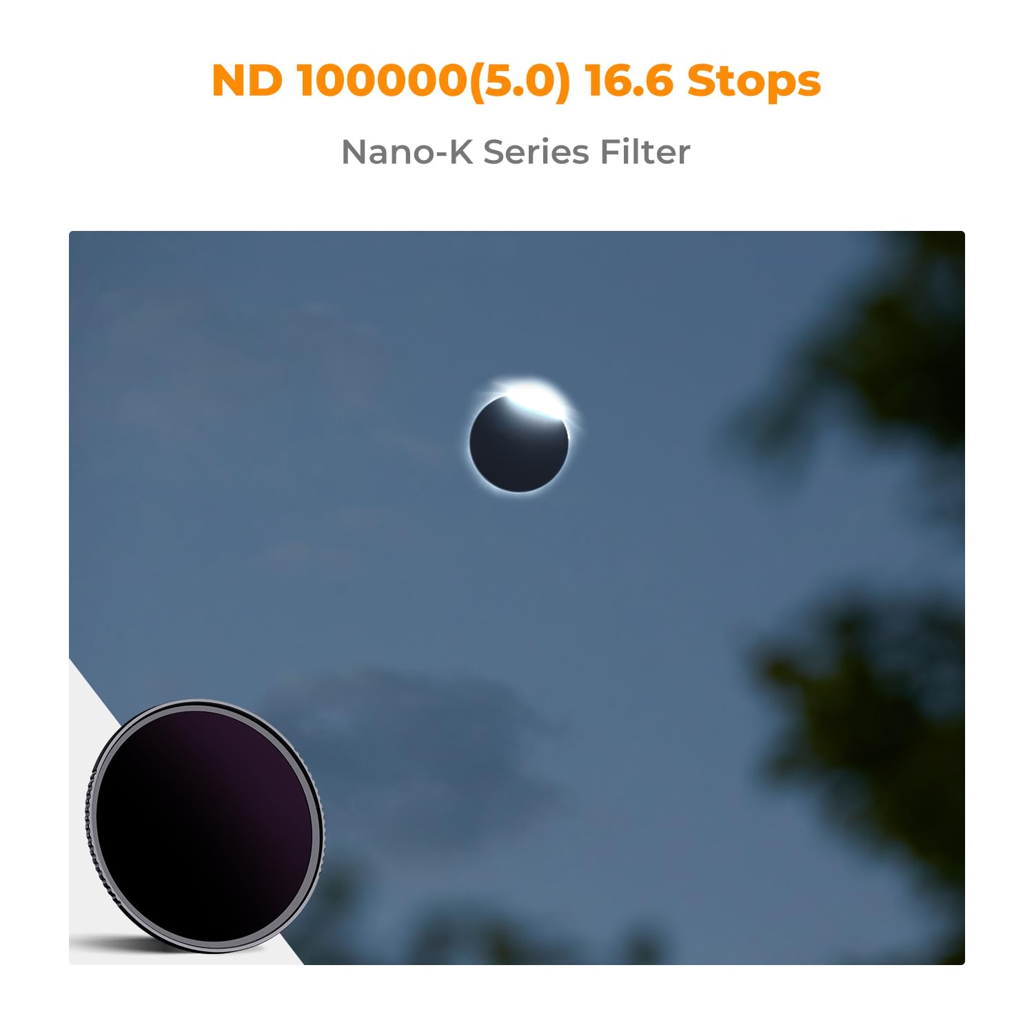 K&F Concept 72Mm Nd100000 Nd Camera Lens Filter,16.6 Stops Fixed Neutral Density Filter With 18 Multi Layer Coatings (K Series)