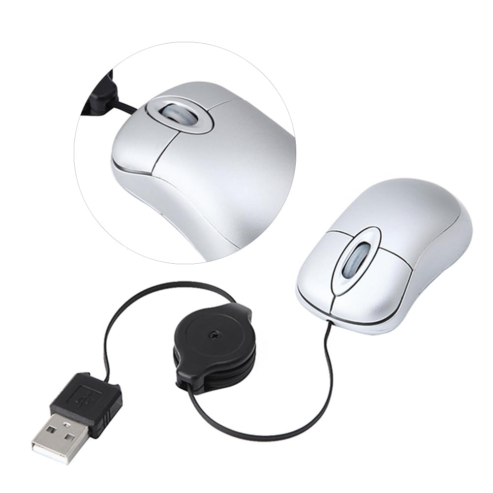 Hemobllo Wired Mouse - 3 Pcs Retractable Mouse Corded Mouse Mini Mouse For Laptop Wired Computer Mouse Small Usb Optical Mouse P