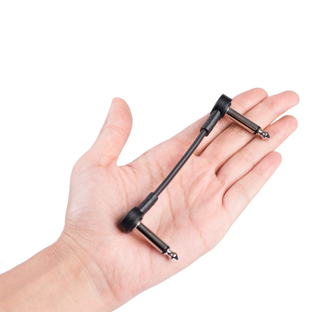 Rayzm Guitar Patch Cable, 6.35Mm Angled Instrument Jumper Cable For Guitar/Bass Effects Pedals, 5Cm Pedal Board Jumper Cables (6