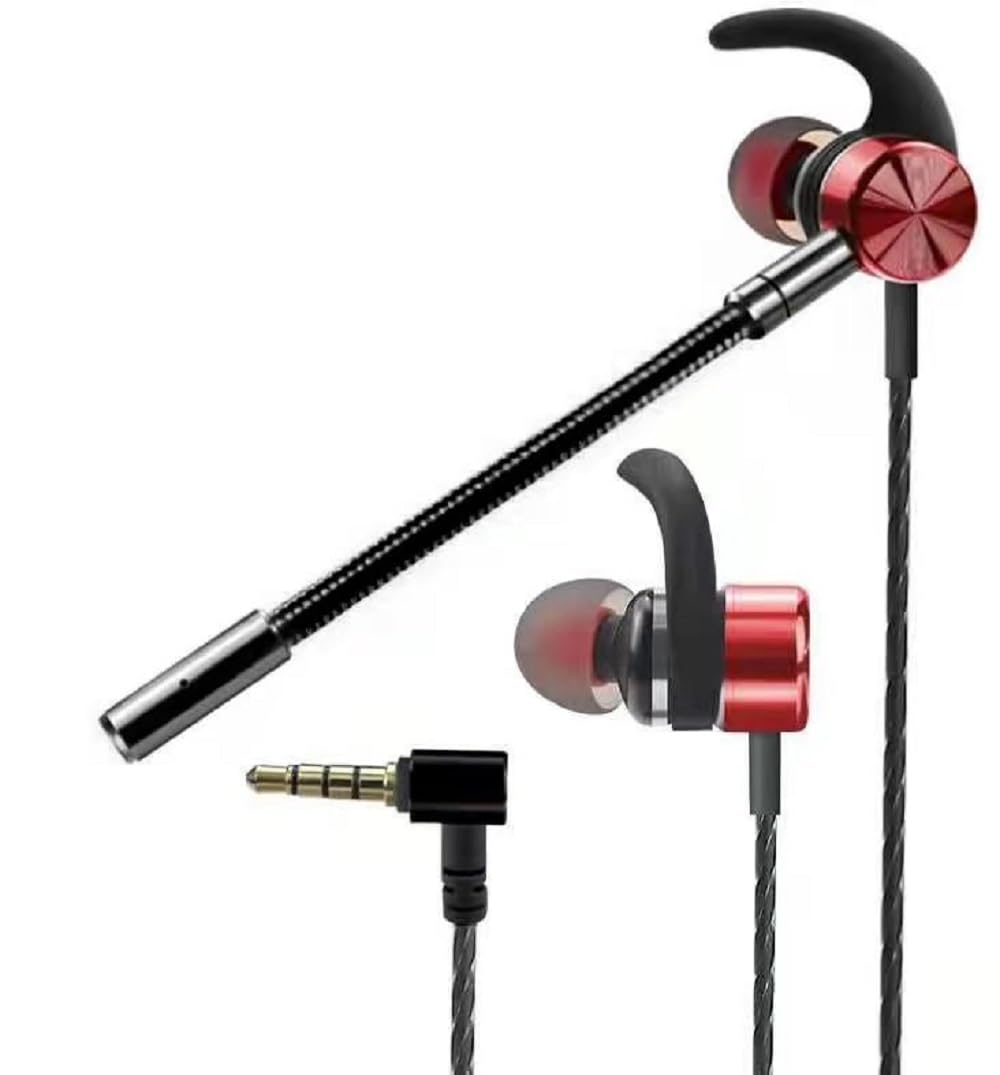 Gaming Earbuds With Mic,Earphones Wired Stereo Bass With Detachable Dual Microphone Noise Cancelling E Sports Hifi 3.5Mm In Ear 