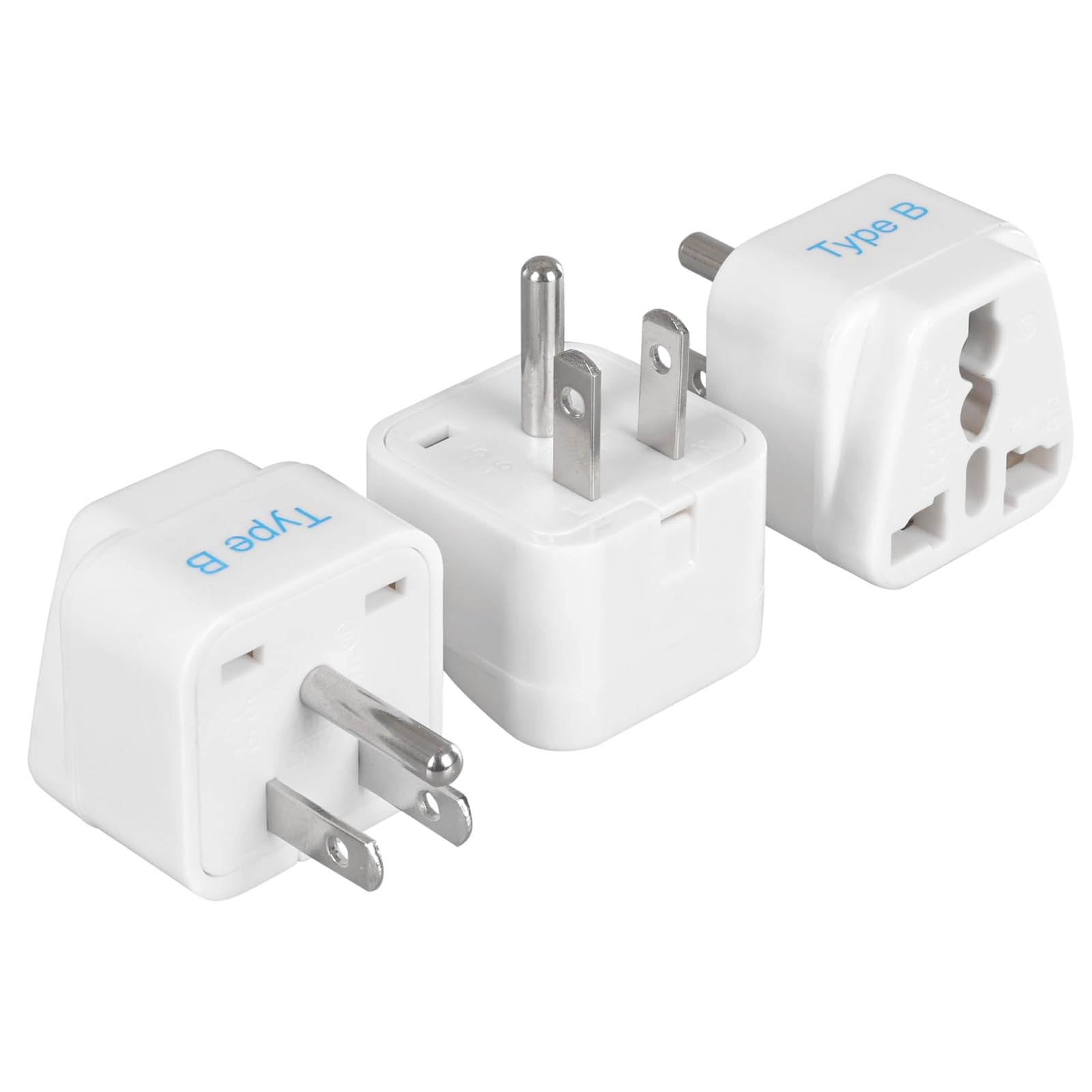 Ceptics Europe To Us Plug Adapter, Type B Usa Plug Adapter Compatible With Plugs From Europe, India, And Other Countries   India To Usa Plug Adapter Is Ce Certified & Rohs Compliant, White, 3 Pack