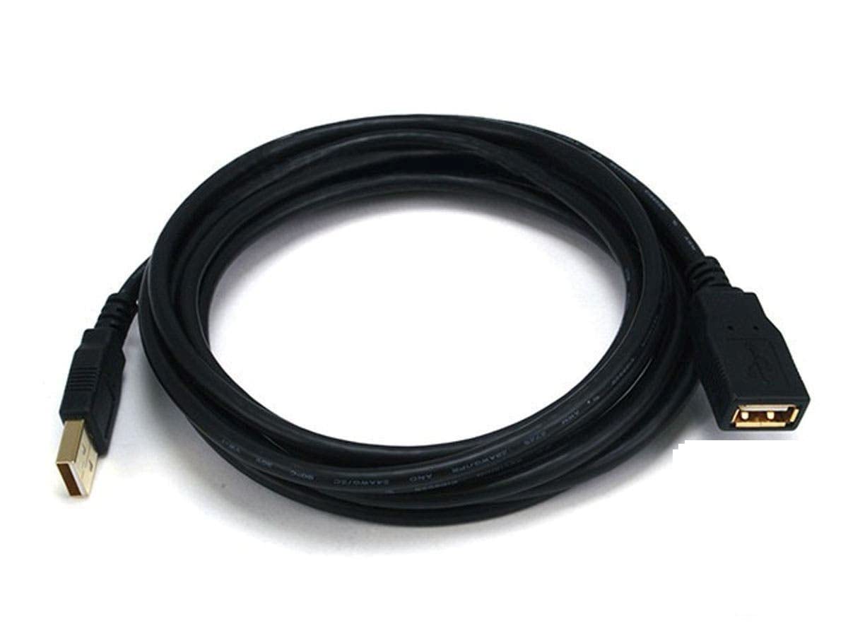 Monoprice Usb Type A To Usb Type A Female 2.0 Extension Cable   10 Feet   Black (3 Pack) 28/24Awg, Gold Plated Connectors