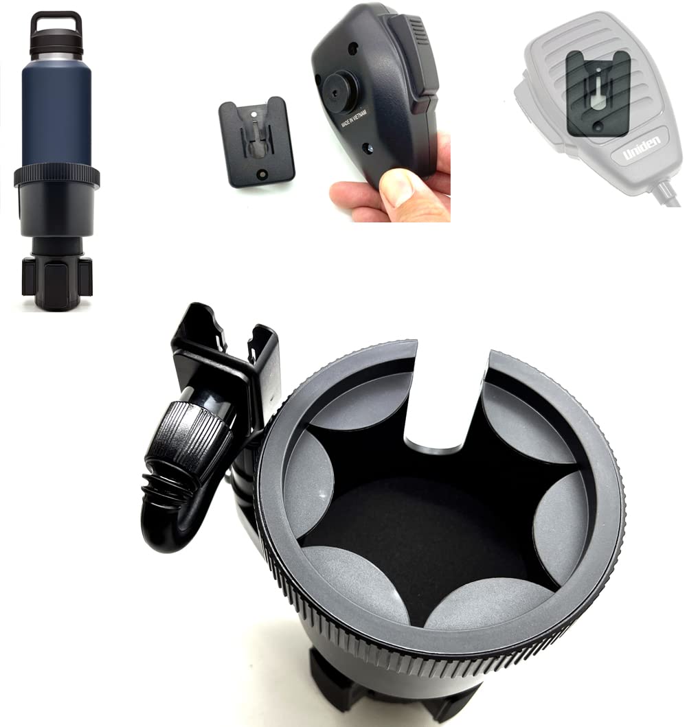 Lycogear Adjustable Car Drink Cup Holder Organizer Expander Mount W/Universal Ham Cb Radio Microphone Mic Hanger Holder For Ther