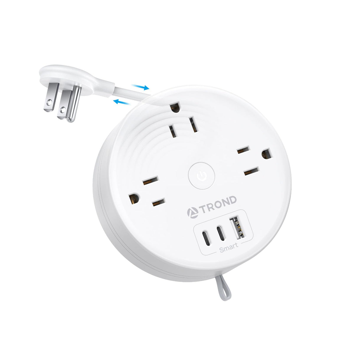 Trond Travel Power Strip - Retractable Extension Cord 5Ft Ultra Thin Flat Plug, Retractable Power Strip With 3 Ac Outlets 3 Usb 