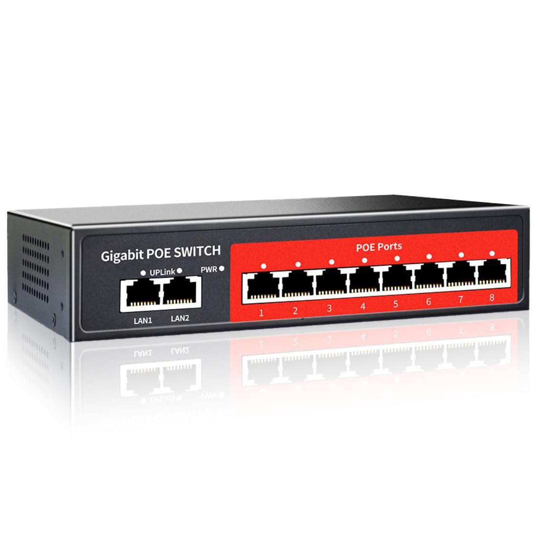 8 Port Gigabit Poe Switch With 2 Gigabit Uplink,802.3Af/At Compliant,120W Built In Power,Unmanaged Metal Plug And Play