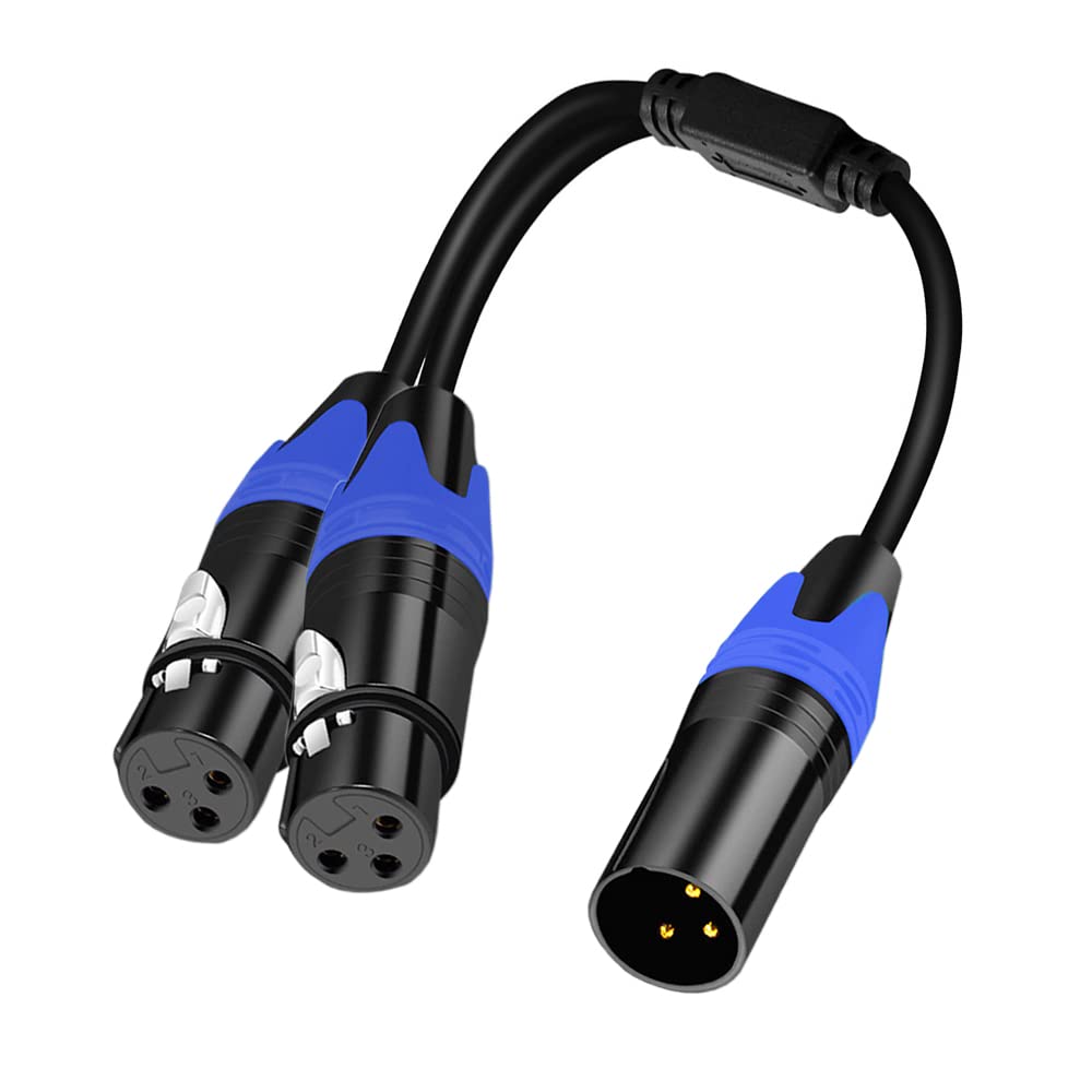 (11.8 Inches / 1 Pack) 1 Male To 2 Female Xlr Y Splitter Micrphone Cable, 3Pin Xlr Male To Dual Xlr Female Y Splitter Balanced M