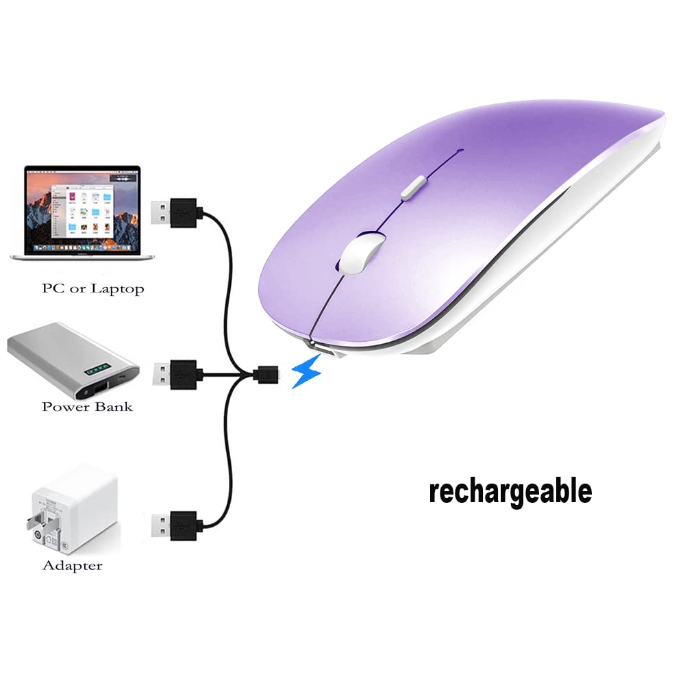 Klo Bluetooth Mouse For Macbook/Macbook Air/Pro/Ipad, Wireless Mouse For Laptop/Notebook/Pc/Ipad/Chromebook (Purple)