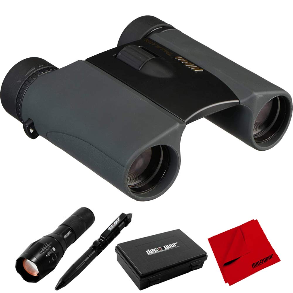 Nikon 8217 Trailblazer 8x25 ATB Waterproof & Fogproof Binoculars Black Bundle with Deco Gear Tactical Flashlight and Pen Set wit