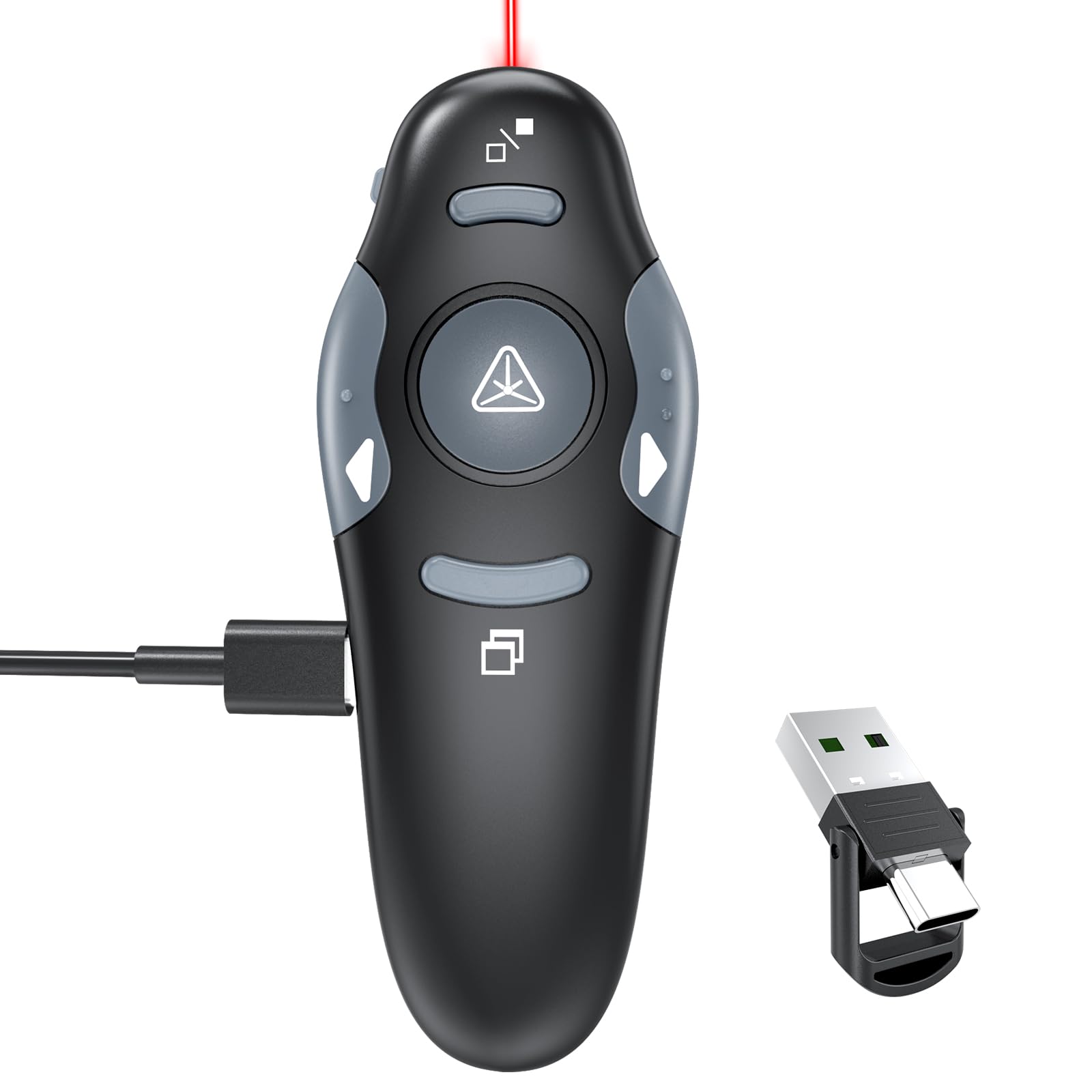 [2 in 1 USB C + Rechargeable] Presentation Clickers, Powerpoint Clicker Wireless Presenter Remote, Presentation Pointer PPT Slid