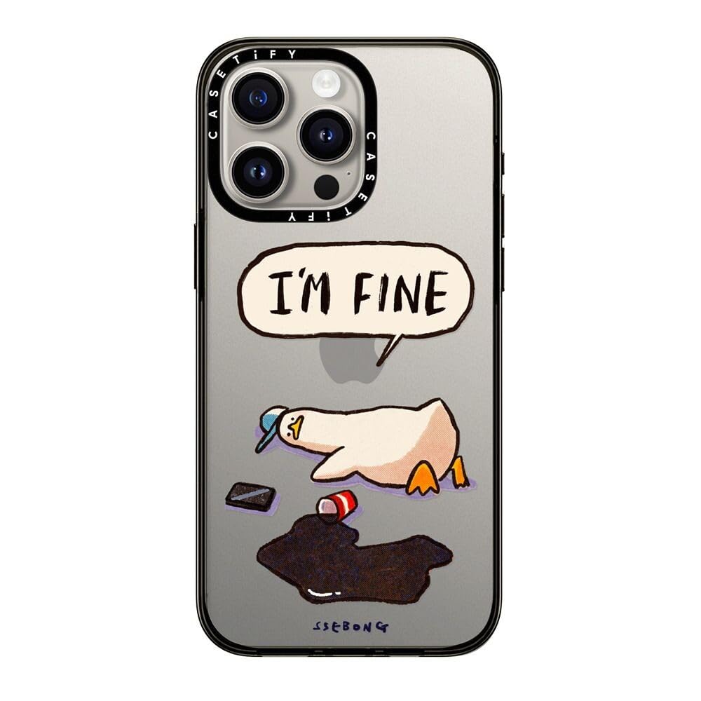 Casetify Compact Case For Iphone 15 Pro Max [2X Military Grade Drop Tested / 4Ft Drop Protection]   I'M Fine   Clear Black