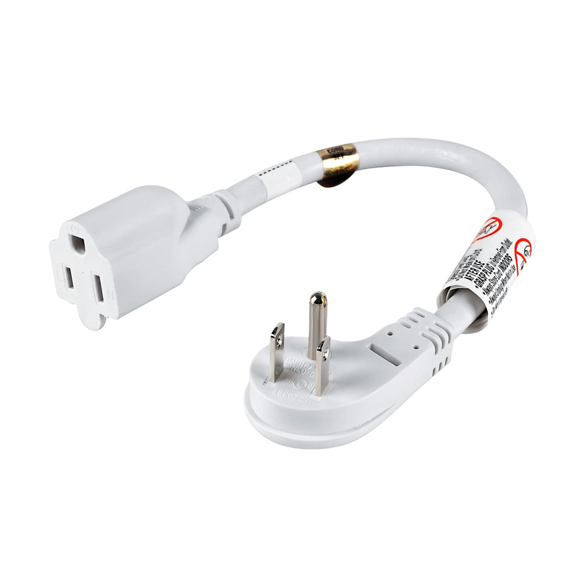 Vseer 1Feet 1875W 15A 14Awg Flat Plug Heavy Duty Extension Cord Outlet Saver 3 Prong Grounded Short Power Extension Cord White,U