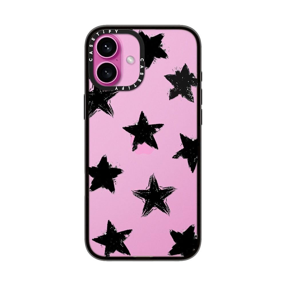 Casetify Compact Case For Iphone 16 Plus [Lightweight / 4 Ft. 2X Military Grade Drop Protection/Slim]   Star Marks   Clear Black