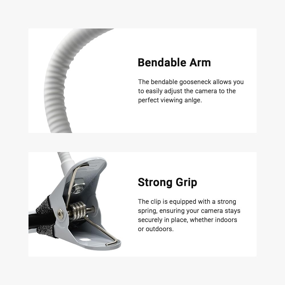 Holicfun Flexible Clip Mount With 15Cm Gooseneck For Indoor And Outdoor Security Cameras, Compatible With Ring, Blink, Eufy, Goo
