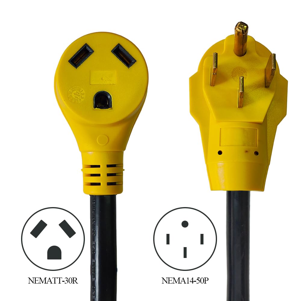 Rv Power Adapter Camper Cord 50Amp Male To 30Amp Female,12 Inch 10/3 Stw Nema14 50P 50 Amp Male Plug To Tt 30R 30 Amp Female Rec
