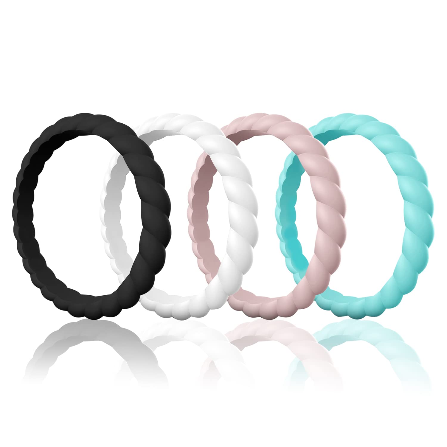 Egnaro Silicone Wedding Rings For Women, Thin And Stackble Rubber Wedding Bands,Size 4 9,Comfortable Fit,No Toxic,Skin Safea