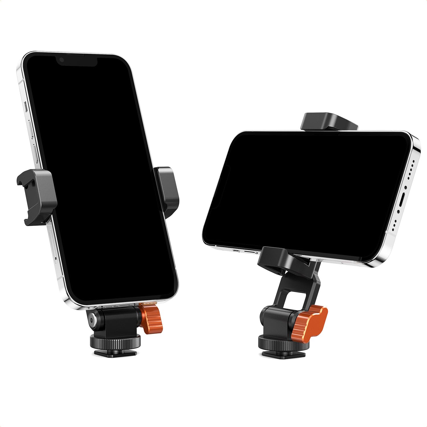 K&F Concept Metal Phone Tripod Mount, Universal Smartphone Stand With 2 Cold Shoe Mount, Adjustable Cellphone Holder For Horizon