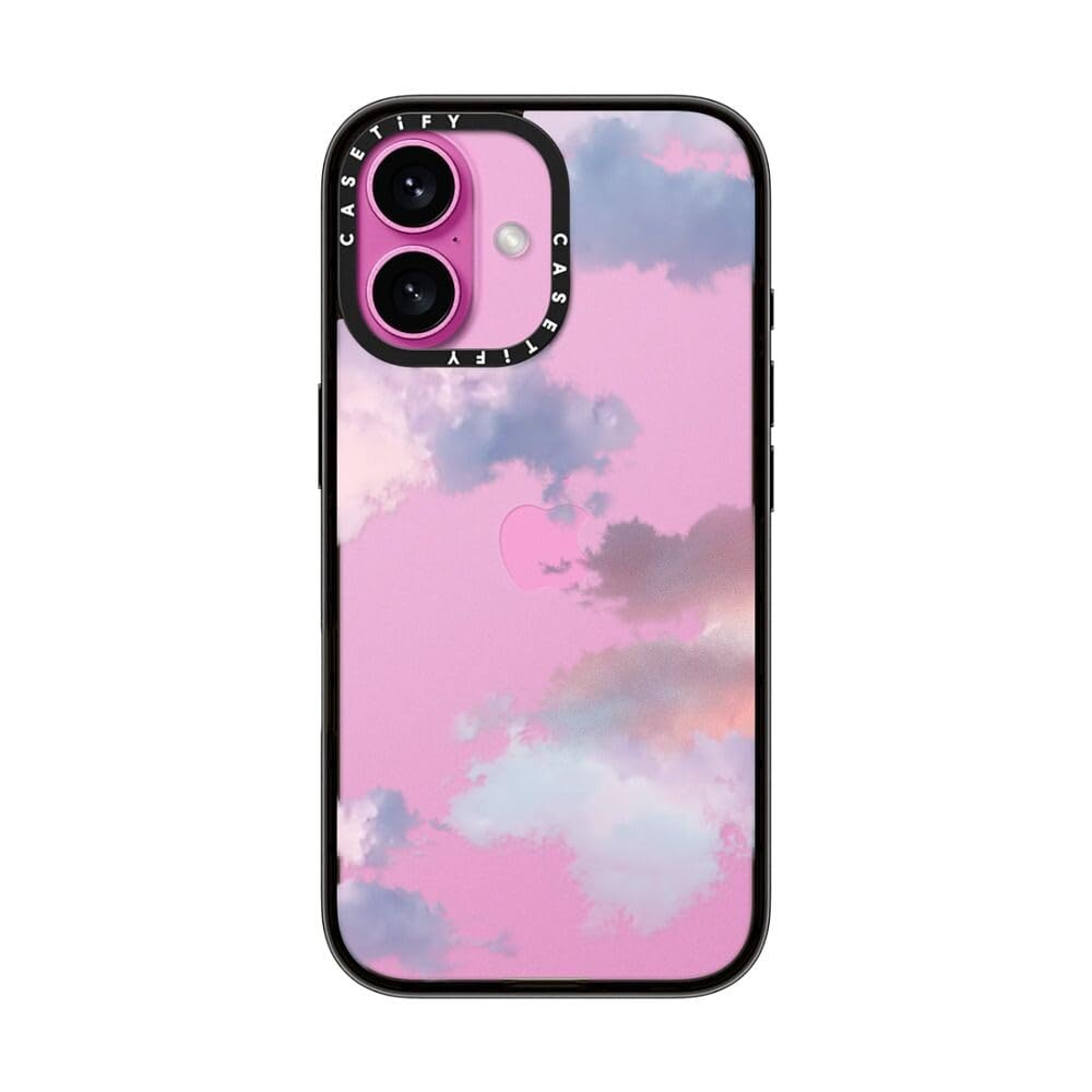 Casetify Compact Case For Iphone 16 [Lightweight / 4 Ft. 2X Military Grade Drop Protection/Slim]   Clouds   Clear Black