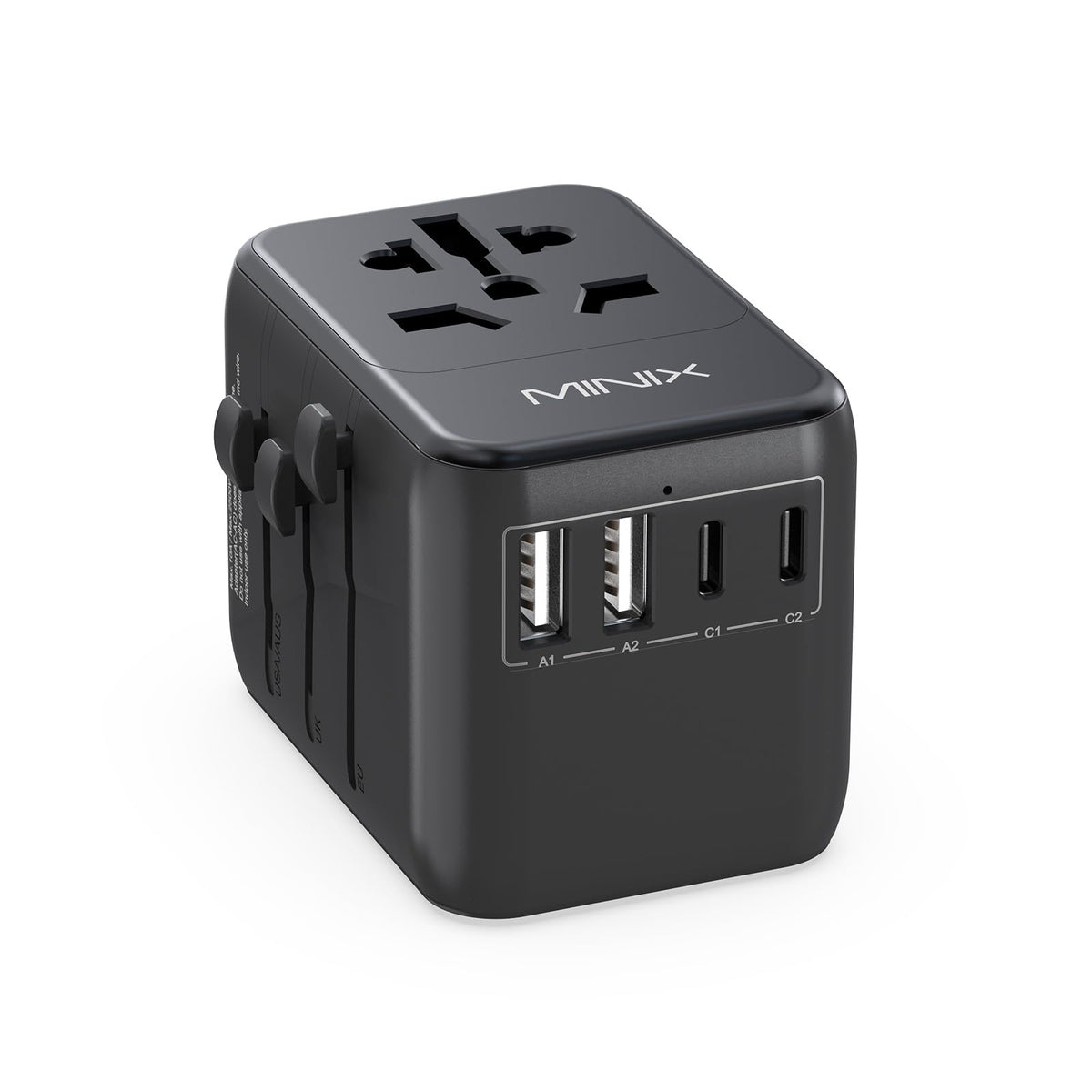 Minix Universal Travel Adapter With 35W Pd Ports International Ac Socket With 2 Usb A And 3 Usb C Port Powertravel Charger Outle
