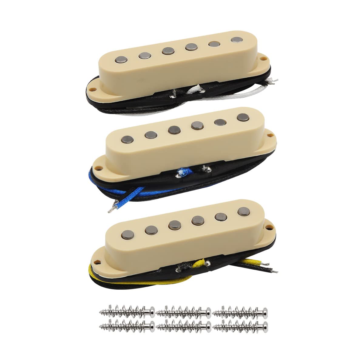 Fleor Single Coil Pickup Alnico 5 Strat Pickups Guitar Neck/Middle/Bridge Pickups Staggered For Squier Stratocaster Pickups Repl