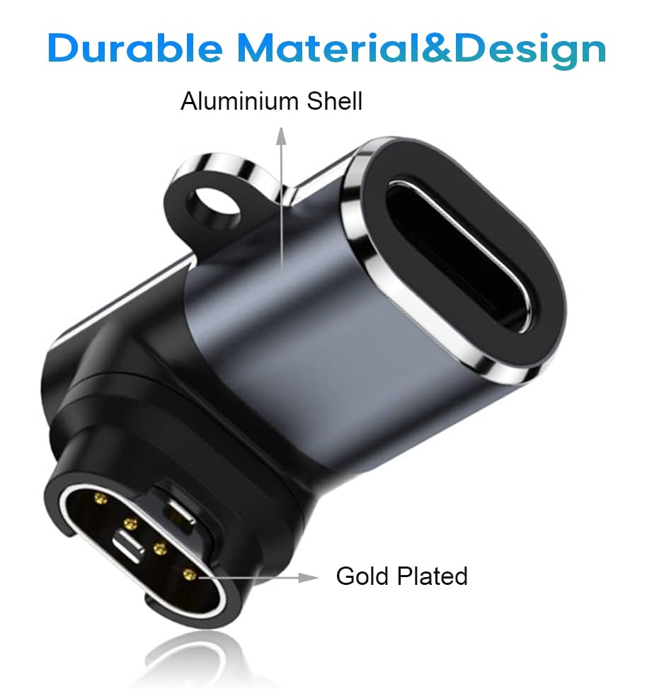 Garmin Watch Charger To Ligtning Adapter 3Pack Right Angle Compatible With Garmin Fenix 7/7S/7X/6S/6/6X/5S/5/5X, Instinct 1/2/2S