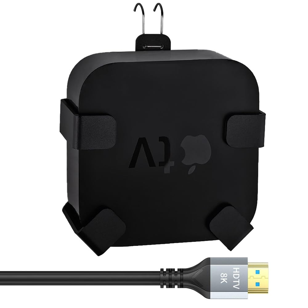 Ifcase Wall/Under Desk/Back Of Tv Mount Compatible With All Apple Tv Generations (Including All 4K Models) With Hdmi Cable 3.3Ft