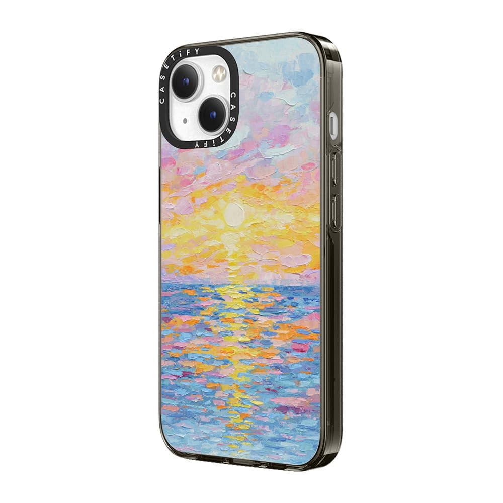 Casetify Compact Iphone 15 Plus Case [2X Military Grade Drop Tested / 4Ft Drop Protection]   Frosted Sunset   Clear Black