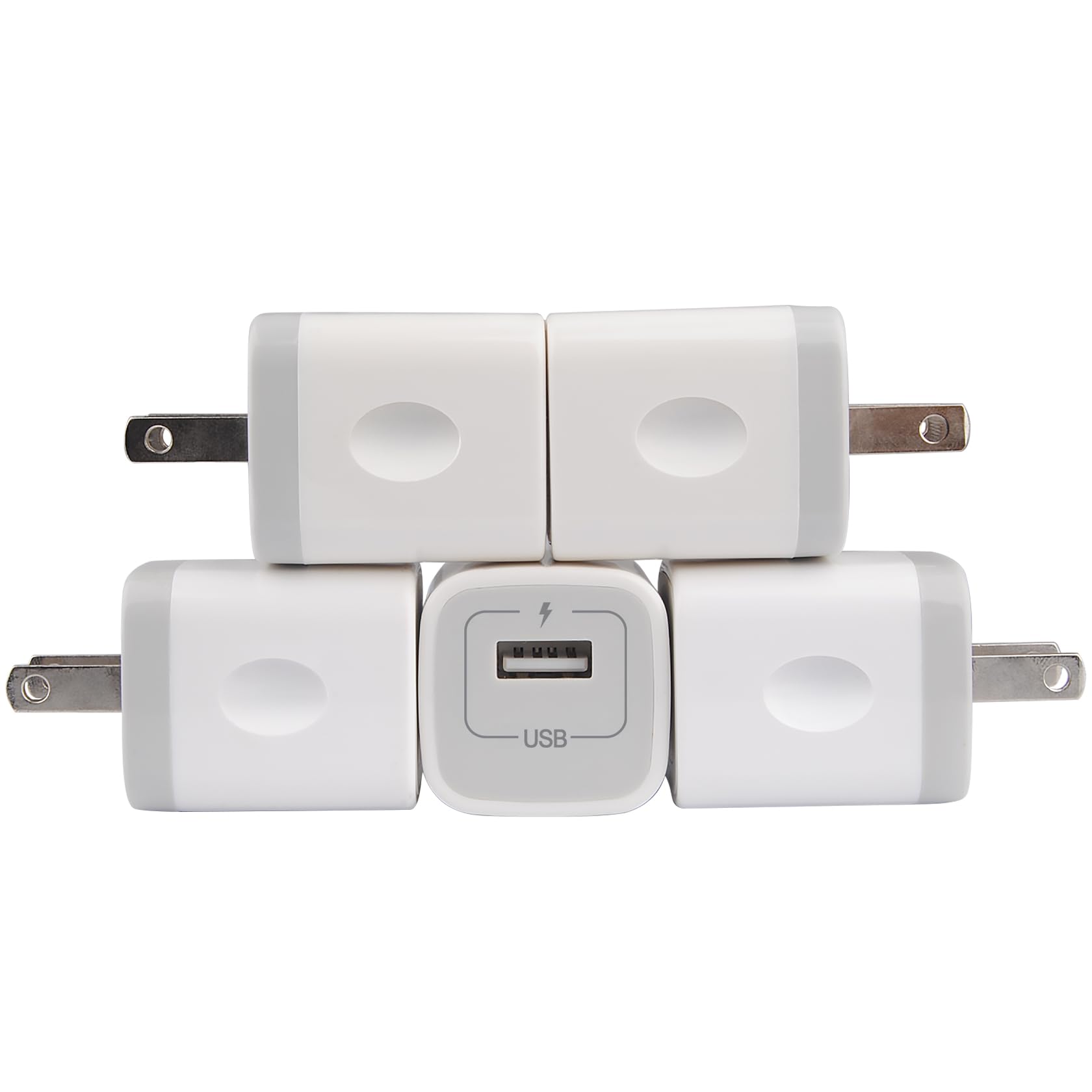 Iphone Wall Charger Adapter Usb Charging, 5Pack Single Port Usb Wall Plug In Phone Charger Cube Box Head Travel Power Blocks Bri