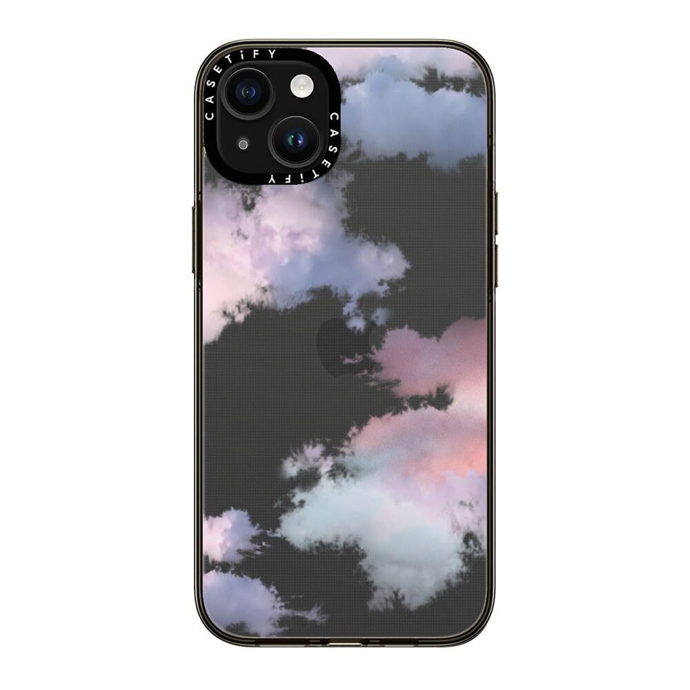 Casetify Compact Iphone 15 Plus Case [2X Military Grade Drop Tested / 4Ft Drop Protection]   Clouds   Clear Black
