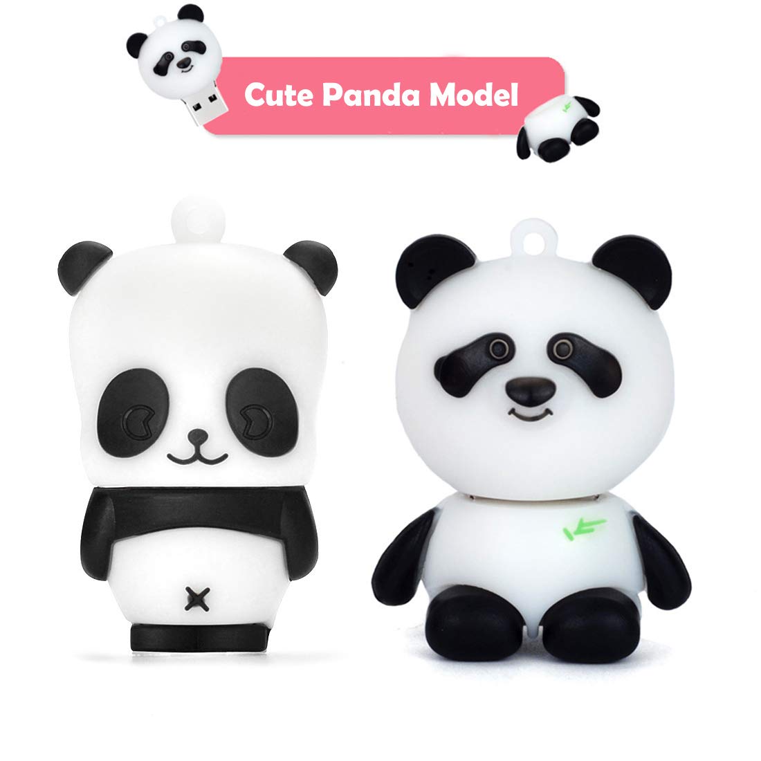 Borlterclamp Usb Flash Drive Cute Panda Pattern 32Gb Pack Of 2 Pcs Pendrive Gift For Students And Children