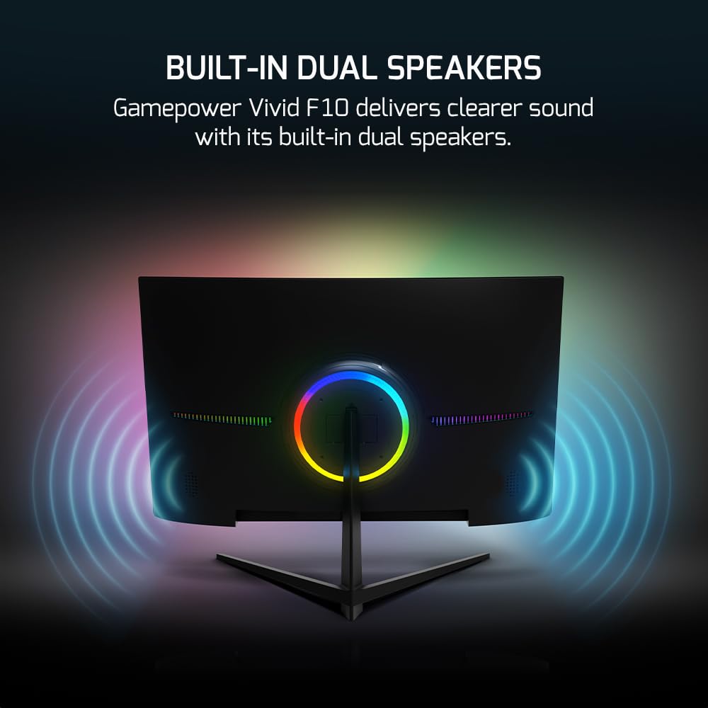 Gamepower F10 23.6 Inch Curved Gaming Monitor, 100Hz 1080P Display, 1Ms Response Time, Amd Freesync, Hdr Support, 125% Srgb, Rgb