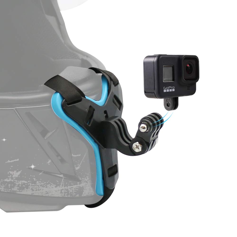 Surewo Motorcycle Helmet Chin Strap Mount For Gopro Hero 13/12/11/10/9/8/7/(2018)/6/5 Black,Dji Osmo Action 5 Pro/4/3/2,Insta360 One R,Akaso/Campark/Yi And More