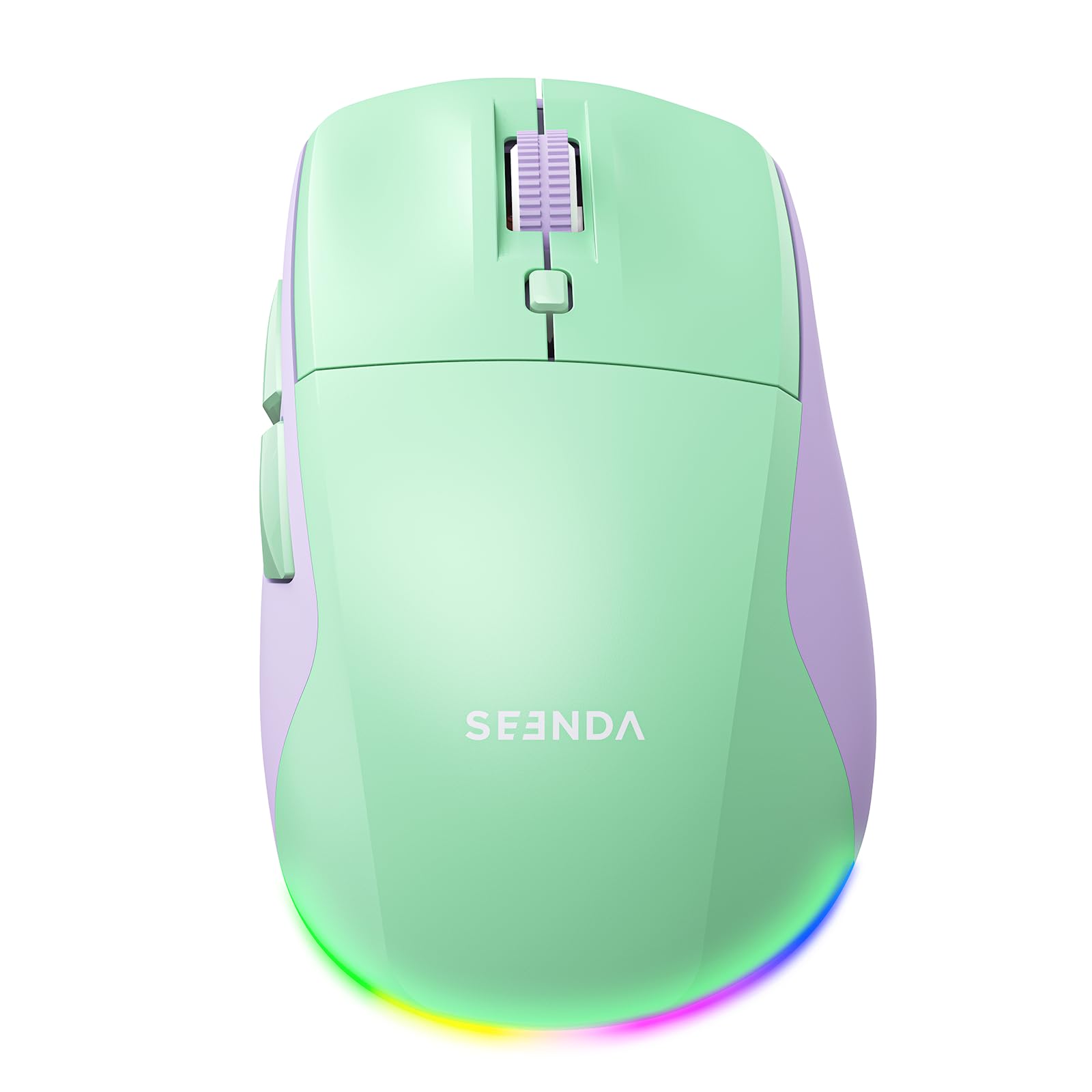 seenda MOU110 Wireless Bluetooth Mouse, Rechargeable & RGB, Green & Purple