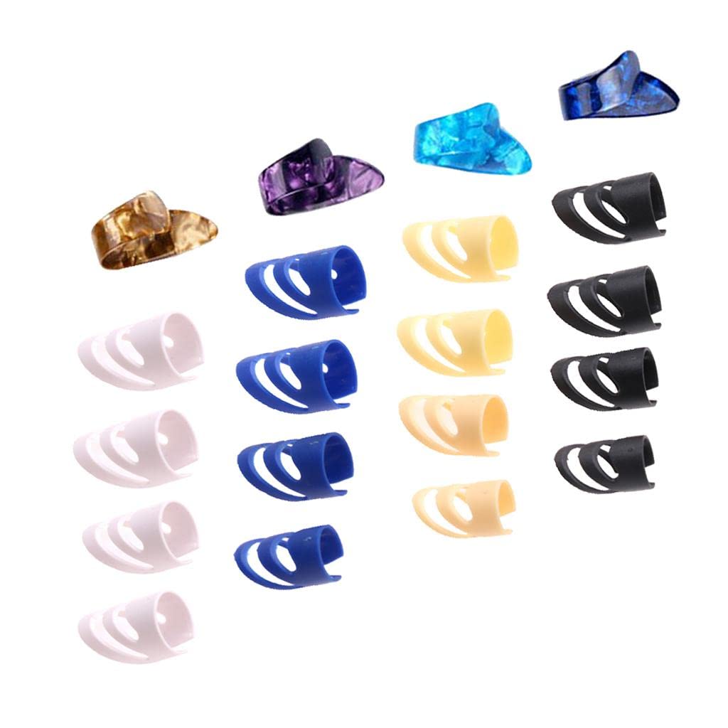 Expora 4Pcs Guitar Finger Thumb Picks +16 Pcs Finger Picks For Guitar Players