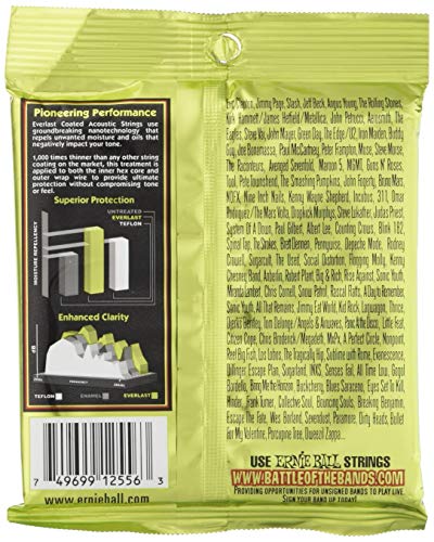 Ernie Ball Everlast Medium Light 80/20 Bronze Acoustic Guitar Strings, 12-54 Gauge (P02556)