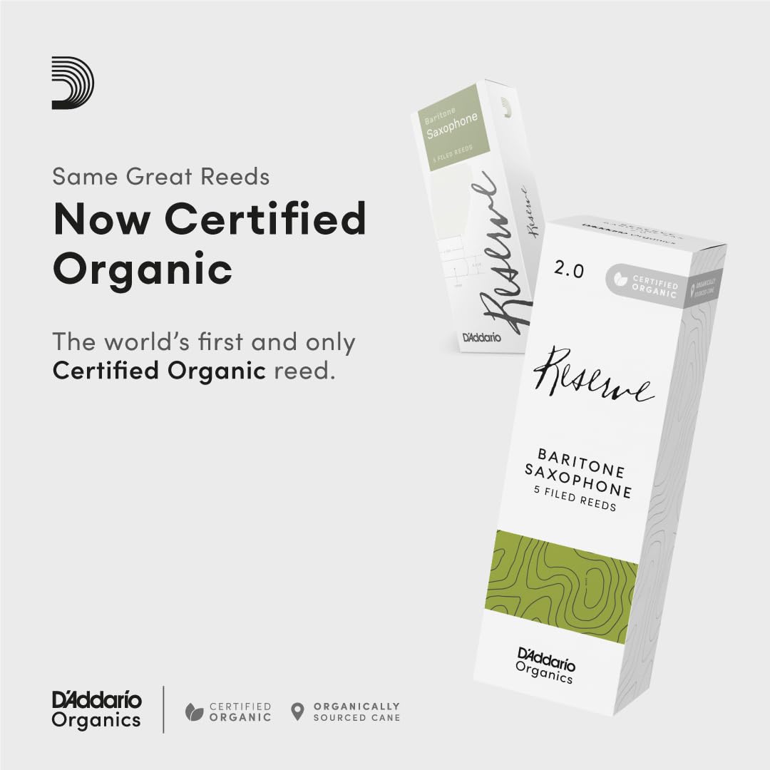 Daddario Reserve Baritone Saxophone Sax First & Only Organic Reed-4.5 Strength, 10 Pack (Odlr0545)