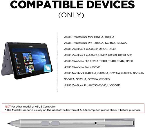 Stylus Pen For Asus Touchscreen Devices, Active Digital Pen With Ultra Fine Tip, 1024 Pressure Sensitivity, Palm Rejection For P