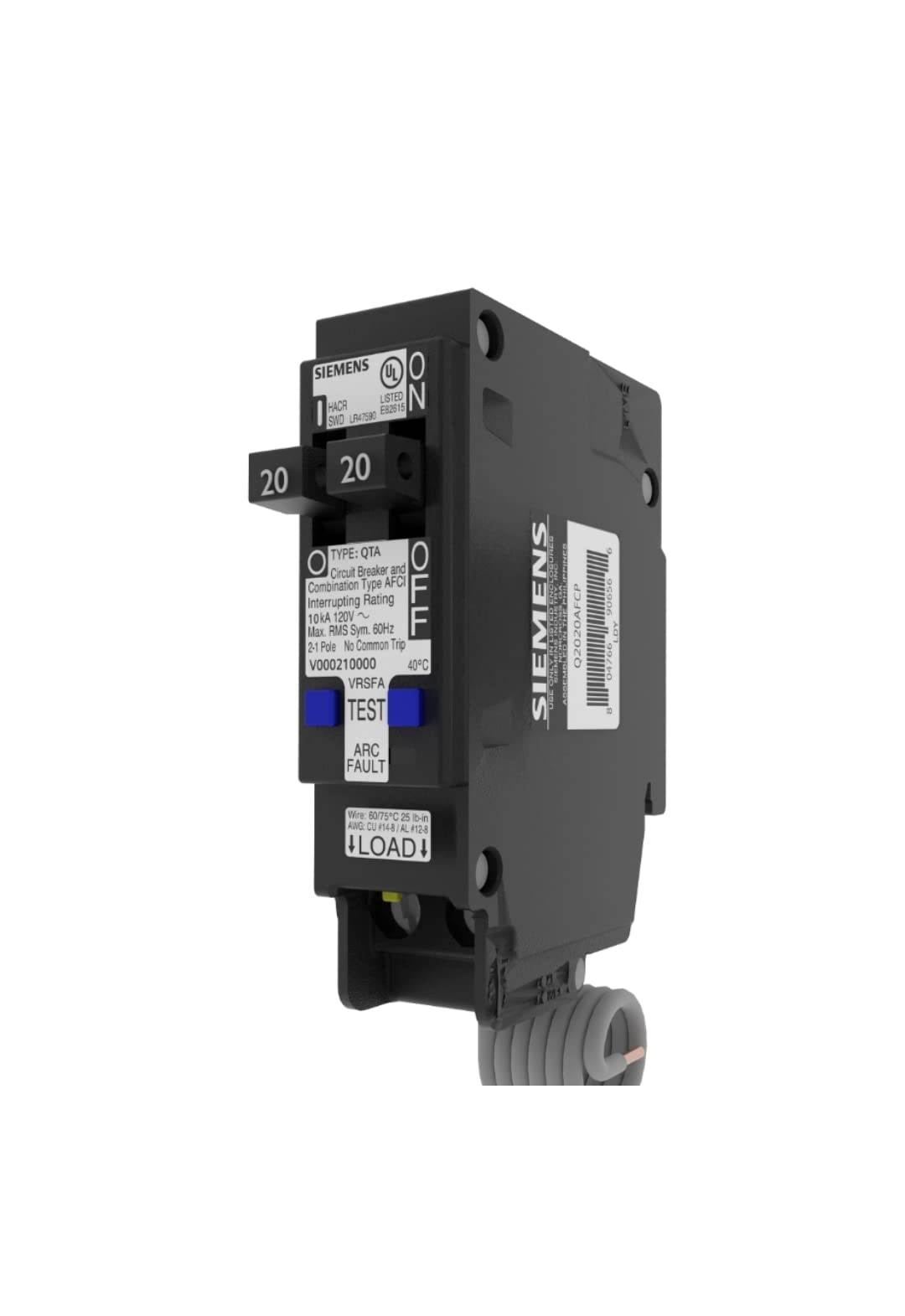 20A 120V 1Pole Tandem CAFCI Type QTA Circuit Breaker