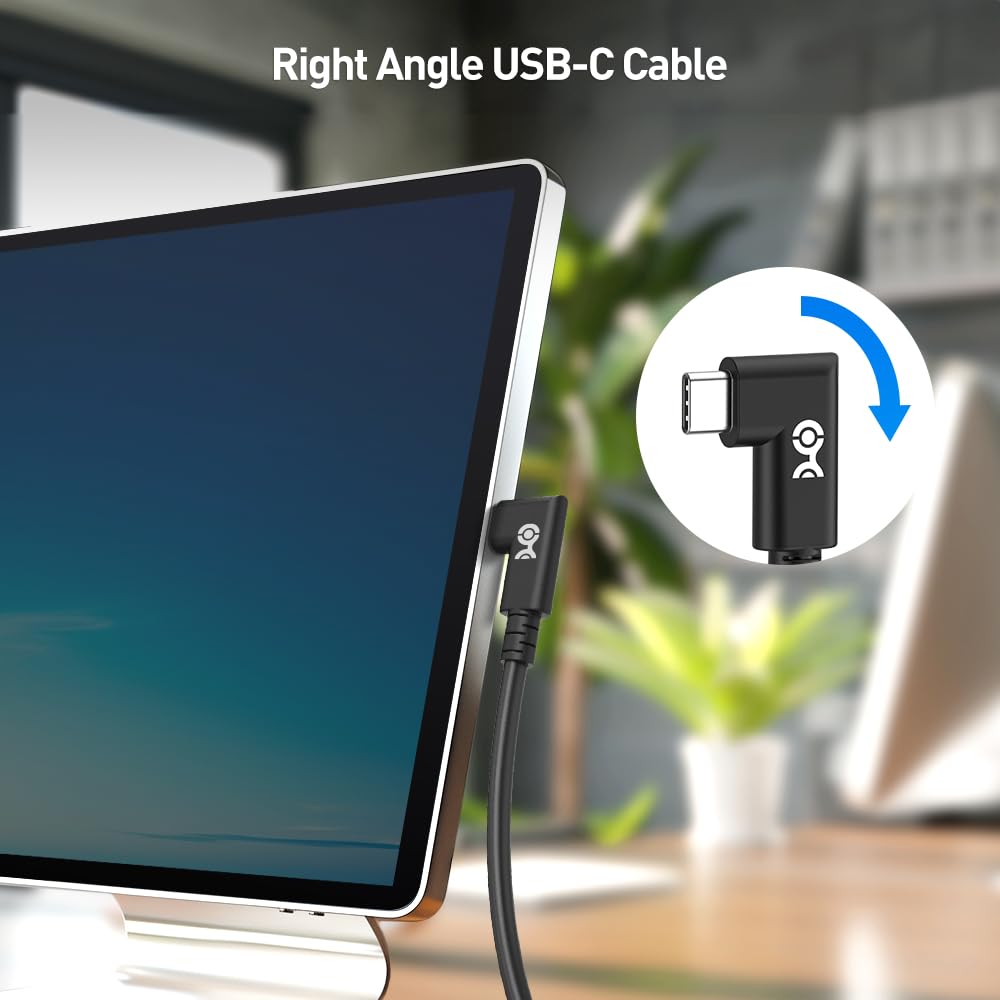 Cable Matters 20Gbps Right Angle USB 4 Cable 9.8ft, Supports Up to [8K@30Hz / 4K@120Hz Video, 240W Charging, 20Gbps Data Transfer] Compatible with Thunderbolt 4 Cable, MacBook Pro, XPS, Surface Pro